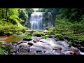 Waterfall flowing over rocks in forest 4k. Relaxing flowing water, White Noise for Sleep, Meditation