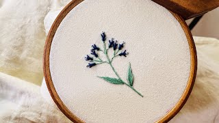 Delicate Blue Floral Hand Embroidery Tutorial | Freestyle Botanical Stitching