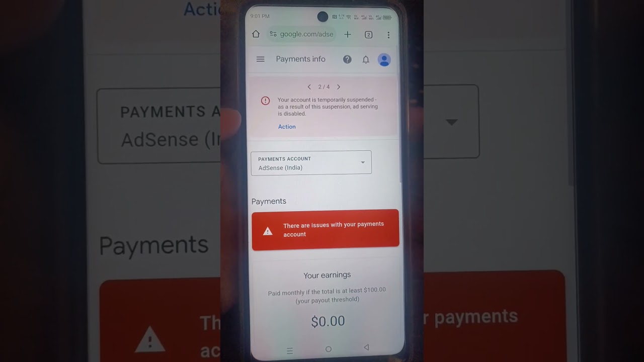 Adsense Your account is temporarily suspended as a result of this suspension as serving is disabled