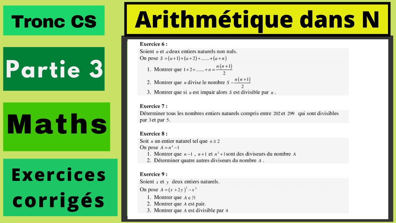 Maths biof: Tronc CS Arithmétique dans N exercices corrigés partie3