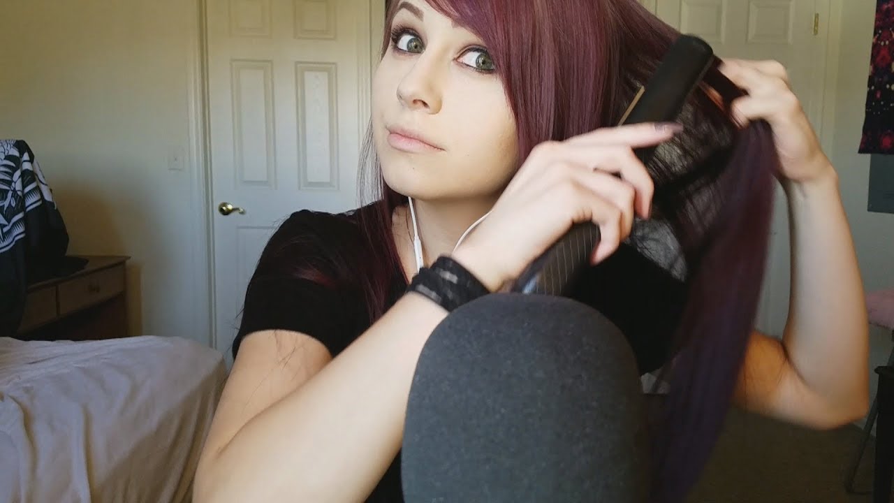 ASMR | Hair Straightening (Brushing, Tapping, Brush Sounds, Hair Mousse) | No Talking