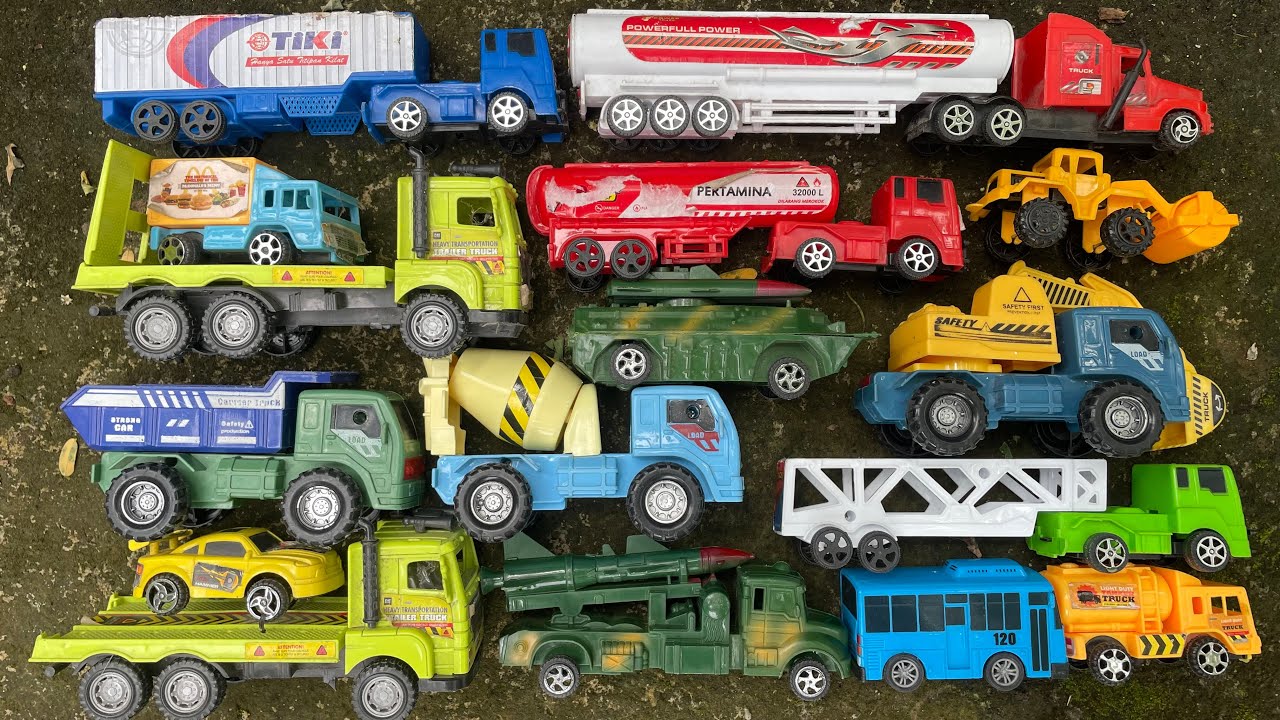 excavator keruk,truk pasir,truk kontainer,mobil perang,mobil pemadam,truk towing