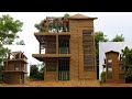 Evolution Primitive Time: Build The Most Beautiful Three Story Mud Villa Using Wood , Bamboo And Mud