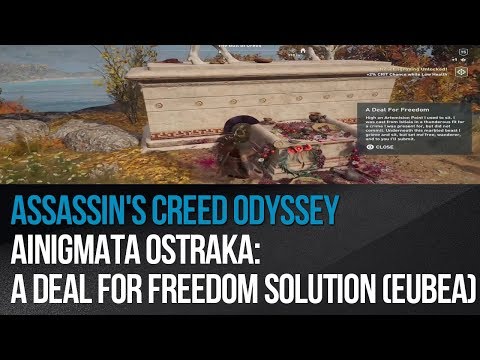 Video: Assassin's Creed Odyssey - Uganka Rešitev Deal For Freedom In Kje Najti Tablico Oreos Quarry