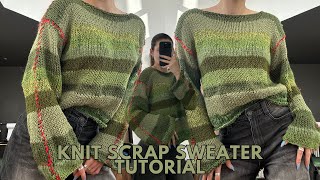 Knit scrap sweater tutorial I Beginner friendly project to use up scrap yarn I Kenikse Crochet