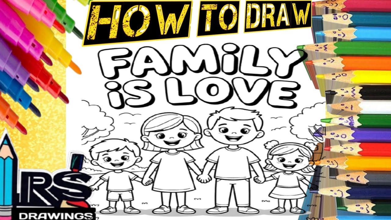Как нарисовать семью, раскрасить и нарисовать для детей и малышей с помощью rsdrawings | семейный...