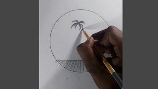 Circle drawing - easy scenery - easy pencil drawing - easy circle drawing - easy scenery drawing