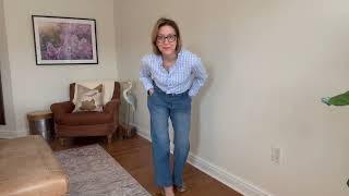 Work & Weekend Ready - Gingham Ruffle On Down Blouse