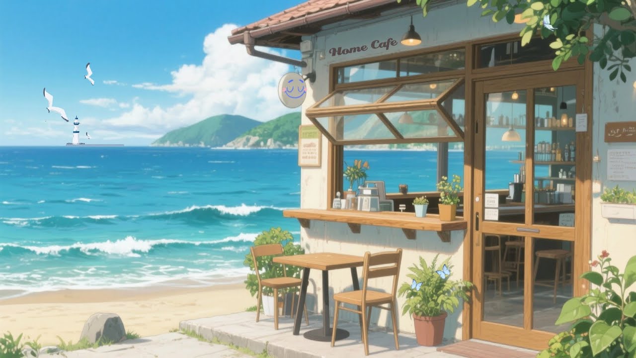 Healing Ocean Breeze 🌴 Cozy Lofi Vibes at a Seaside Coffee Shop - YouTube