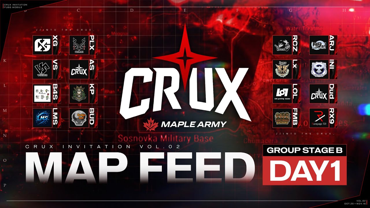 Crux Project Map 【MAP配信】CRUX INVITATION PUBG MOBILE Vol.02 - GROUP STAGE GROUPB DAY1 ...