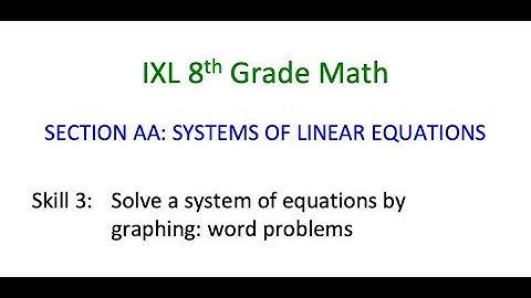 IXL AA.3 8th Grade Math Solve a system of equations by graphing: word problems (W9J)