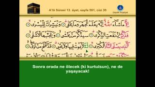 Kurân - I Kerim A’lâ Suresi İshak Danış Hayrat Neşriyat Ala Suresi