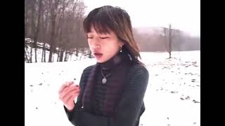Girl Smoking In Snow Then Running Away Reaction Video