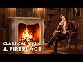 Fireplace and Classical Melodies: Relaxing Nighttime Ambience | Mozart, Chopin, Bach | Sleep, Relax
