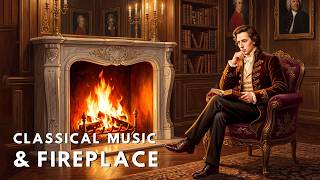 Fireplace and Classical Melodies: Relaxing Nighttime Ambience | Mozart, Chopin, Bach | Sleep, Relax