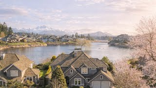 custom-designed executive home in prestigious Morgan Creek with spectacular pond and Mt. Baker views