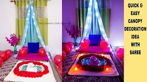 Easy Canopy Decoration idea at home with saree #diycanopy #canopydecoration #birthdaydecoration #diy