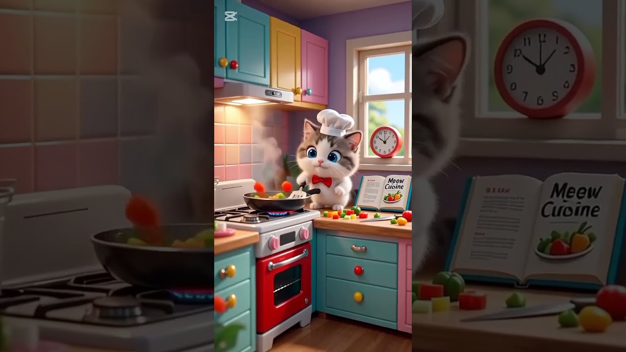 Cat chef cooking 