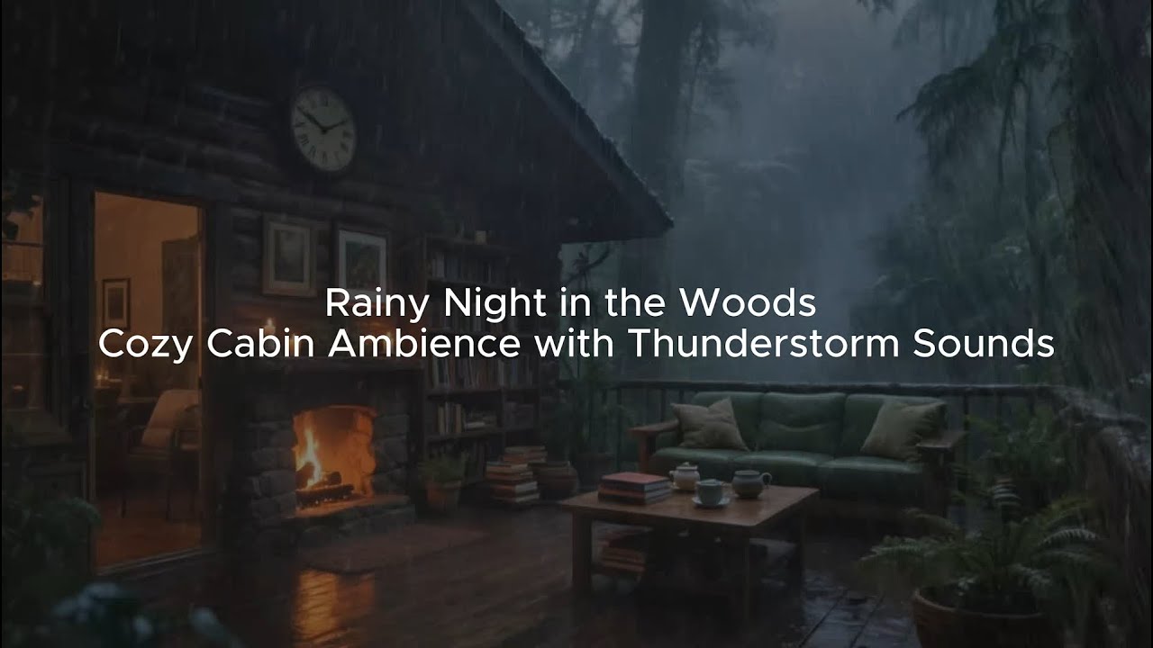 Rainy Night in the Woods | Cozy Cabin Ambience with Thunderstorm Sounds ...