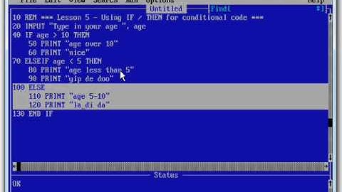 The basics of QBasic - Lesson 5 IF statements