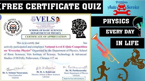 PHYSICS CERTIFICATE QUIZ l Newton Physics Quiz Certificate l Every Day Physics Quiz l Certificate