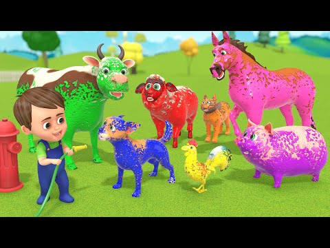 Oh No! Naughty Farm Animals Jelly Bath! 🐷 Animal Color Wash & Baby Learn Colors for Kids & Toddlers