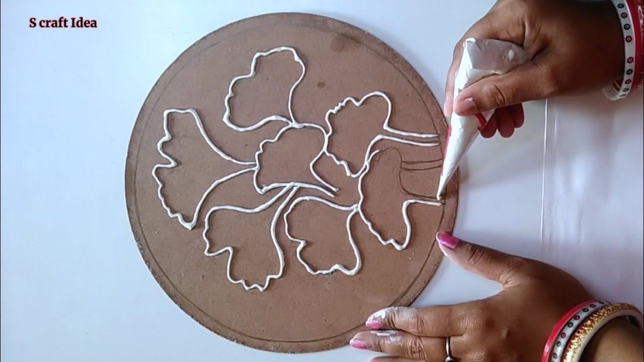 Diy Cake Base Texture art / Out Of Wast Cake Base board Reuse Idea / Wall Hanging Craft Idea