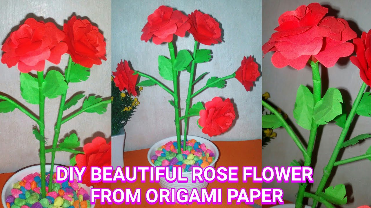 DIY ROSE FLOWER BEAUTIFUL PAPER FLOWER CARA MEMBUAT BUNGA DARI