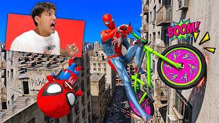 HOMEM-ARANHA FAZENDO MANOBRAS DE BICICLETA NO PRÉDIO DE 99 ANDARES RADICAL nas ALTURAS