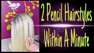 2 Pencil Twisted Hairstyles Within A Minute | Prom Easy Quick Hairstyles How To Do Pencil Hairstyles