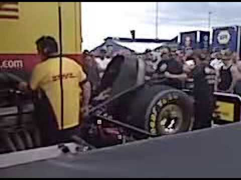 Jeff Arend warms up the DHL Funny Car for the 1st ...