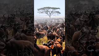 Unstoppable Wildebeest#wildebeest #wildlife #africa #nature #survival #migration #animals#shorts
