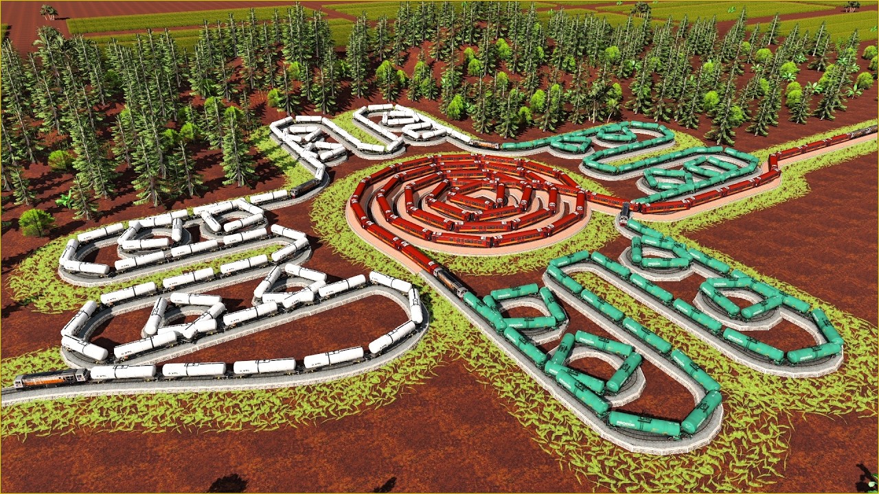 Spiral Train Tracks & 16 Loops Weird and Unique🚦Train Track Like Giant Windmill🚇Trainz Simulator 19