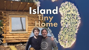Tiny Home Big Window, Floors and Door | Building a Mini Log Cabin on Our Island Ep.17