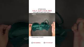 Strapless Half Cup Lace Bra With Matching