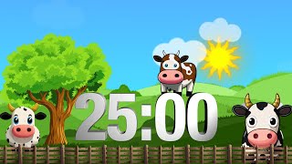25 Minute Summer Farm Timer | Happy Music for Kids Classroom | Alarm