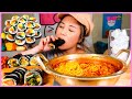 THE SPICIEST NOODLE SOUP IN THE WORLD + MY FAVORITE KIMBAP ROLLS l MUKBANG