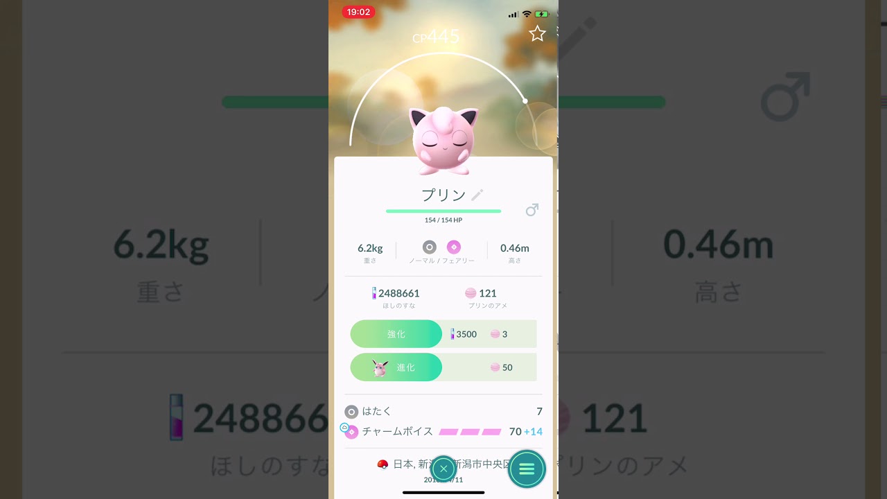 ポケモンgo プリンからプクリンに進化したシーン Youtube