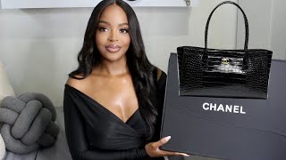 LUXURY HAUL | CHANEL CROC EMBOSSED TOTE SHOPPING BAG + SUNGLASSES 