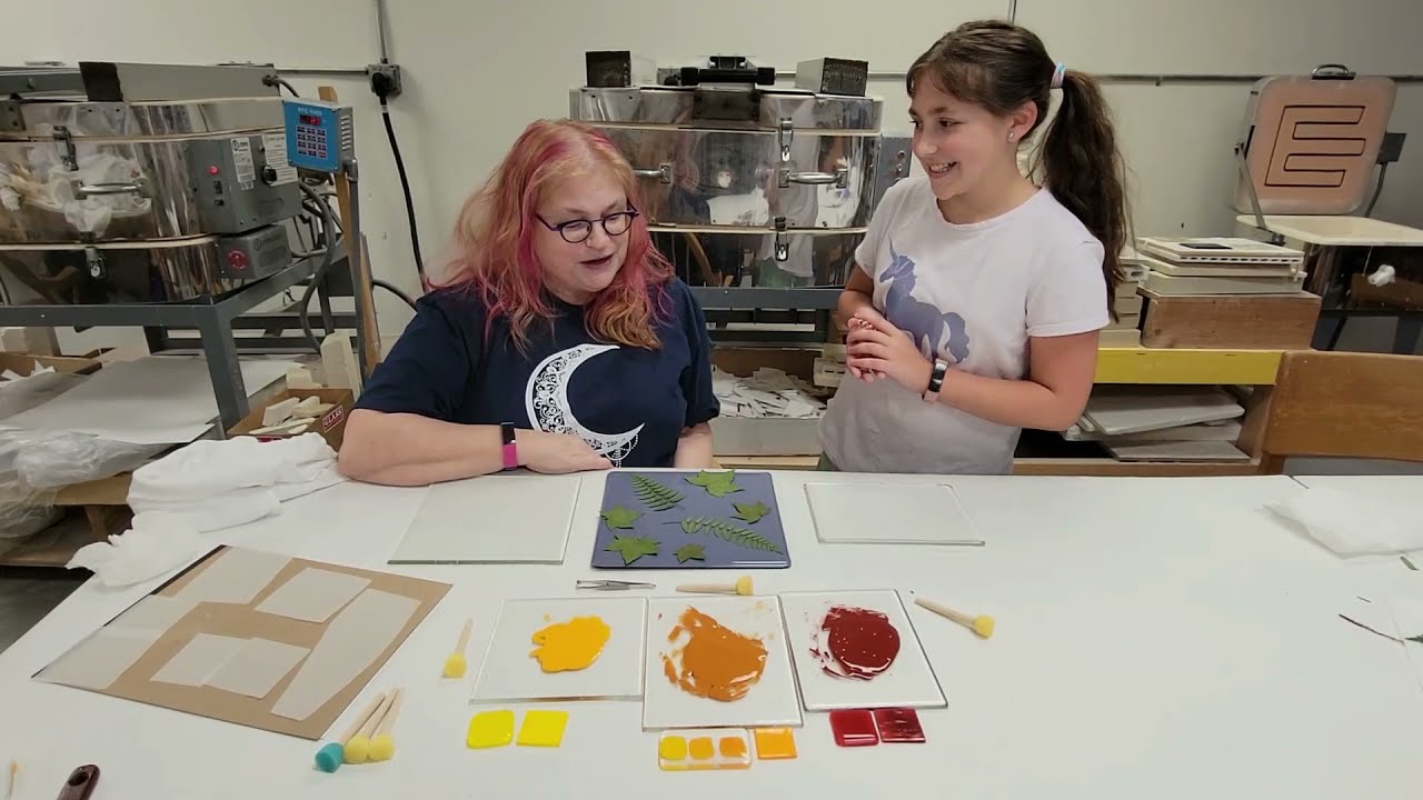 Making a Fused Glass Vase with Leaf Painting (Monoprinting)
