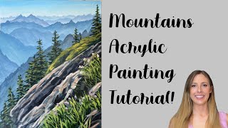 Olympic Mountains Acrylic Painting Tutorial in REAL TIME -  PNW Landscape Painting!