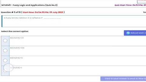 MTH 645 Fuzzy Logic Quiz#2 July, 2023| Due Date 05-07-23 to 07-07-23|
