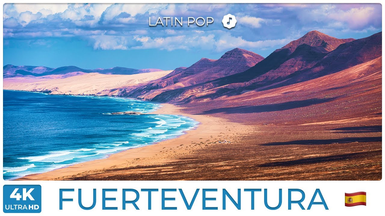 Фуэртевентура (Канарские острова, Испания) 4K, видео с дрона, пейзажи, океан и расслабляющая музыка