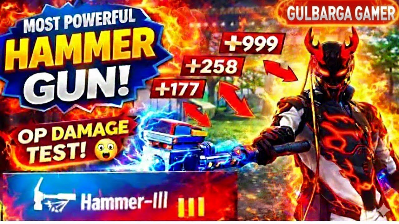 Free Fire Most Powerful Hammer Gun! 🔨 OP Damage Test  Full Gameplay 😱
