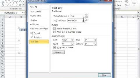 Excel 2010 Format Text Effects Using the Text Box Pane