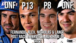 Details FERNANDO, LANCE, ALEX & NICHOLAS POST RACE INTERVIEW ABU DHABI GP LAST RACE 2022 Guide