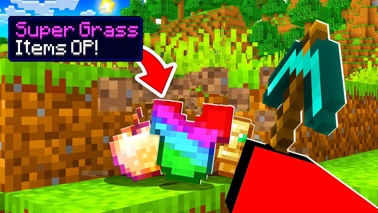 Minecraft, But Grass Drops OP Items