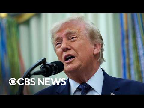 Trump talks NATO summit, FIFA phone call during "Trump Accounts" Oval Office event