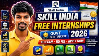 Skill India FREE Internships 2026 🔥 Government Certificate | No Exam, No Fee | Apply Now