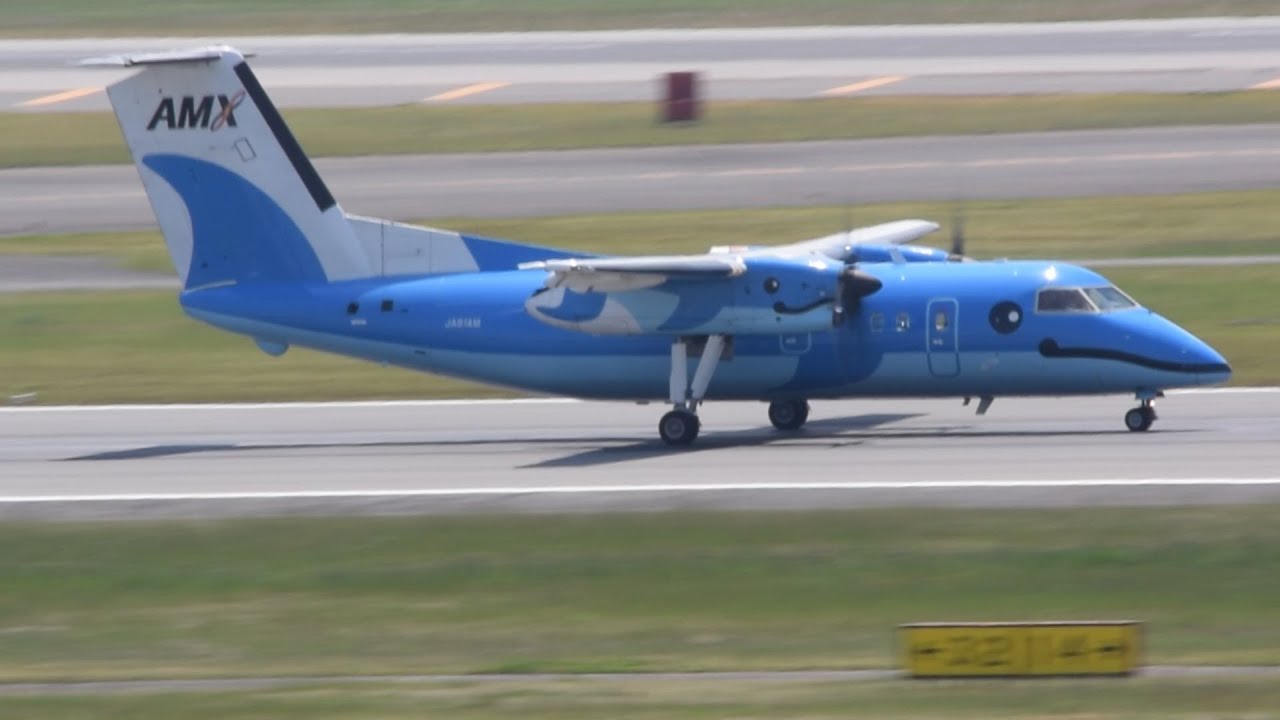 一眼動画]天草エアライン ボンバルディア DHC-8-100 飛行機 離陸 伊丹
